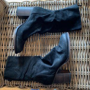 Free People Black Suede Slouch Boot - Ellee Block